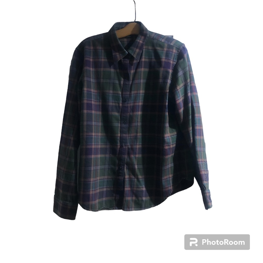 Lauren Ralph Lauren Plaid Top Soft 100% cotton Flannel SZ L Preppy Cozy